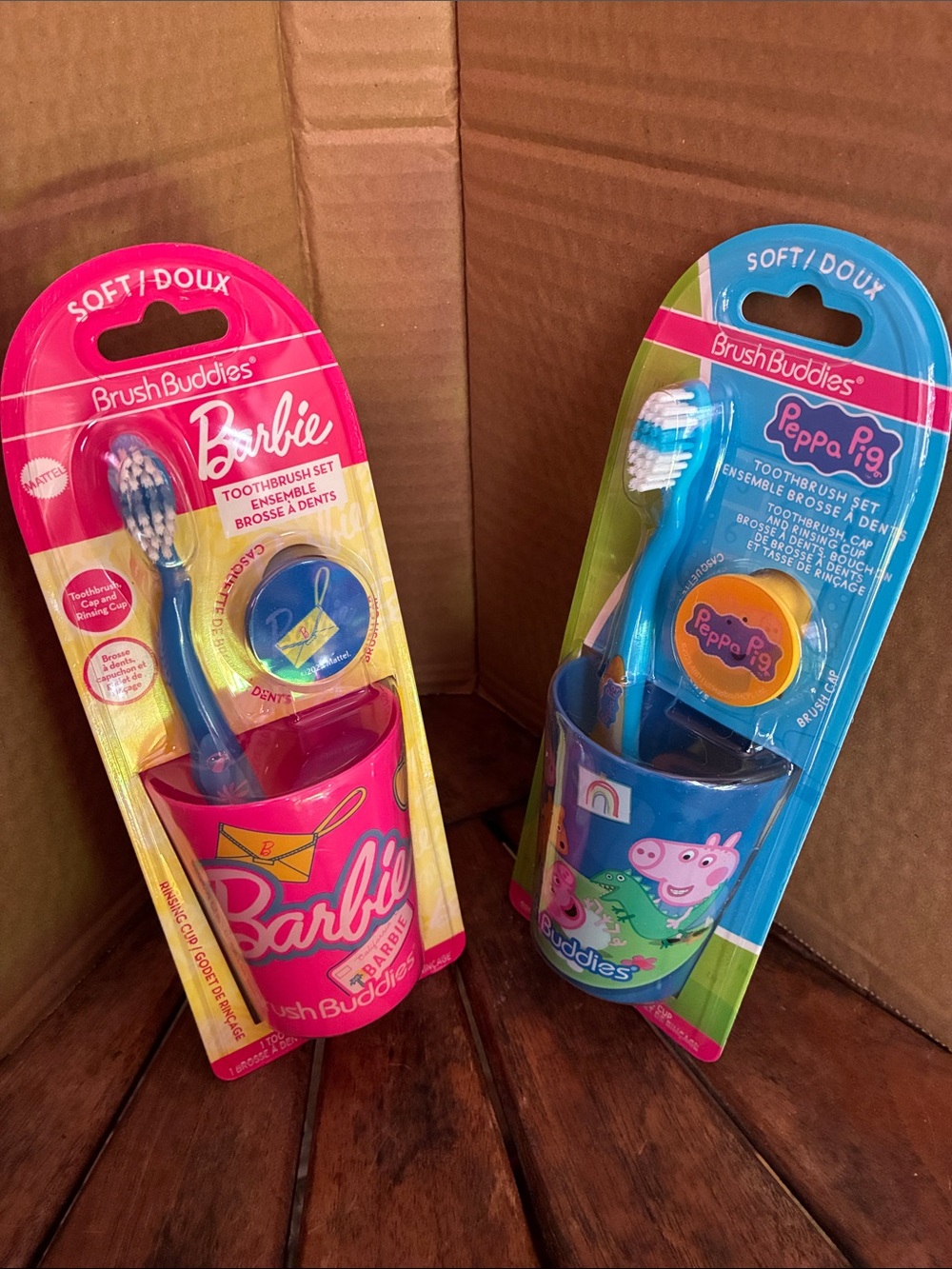 Barbie and Peppa Pig Toothbrush & Rinse Cup Set - Barbie Brush Buddies